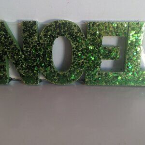 NWT Green Sequin Glitter 'Noel' Christmas Holiday Sign Decoration Home Michael's